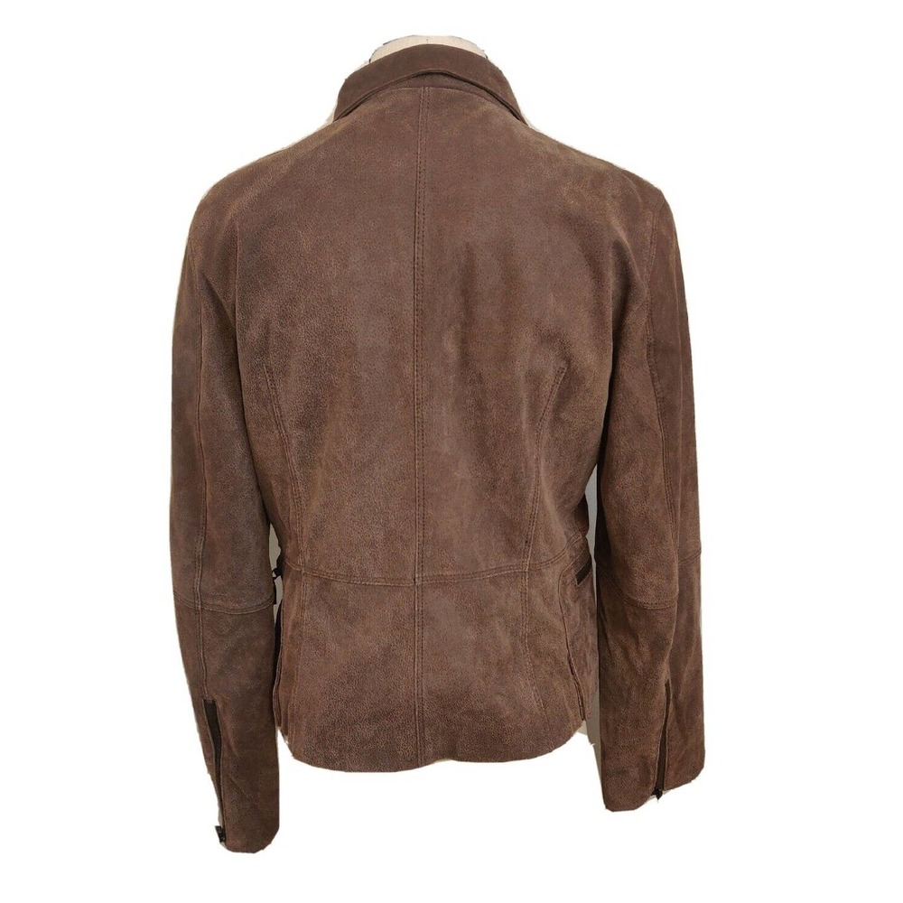Pamela McCoy Women's Leather Jacket Brown Size M Full Zip Collared. - Picture 2 of 6
